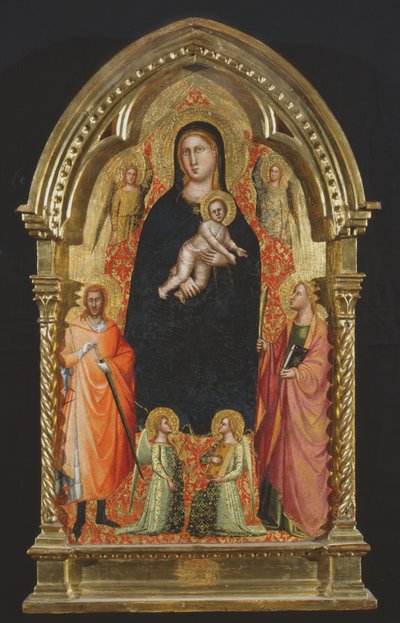 Madonna y Niño entronizados con Santa Catalina y Giuliano y ángeles de Bicci di Lorenzo